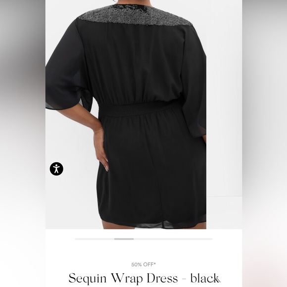 City Chic Black Sequin Wrap Dress - Picture 2 of 10